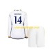 Camisola Real Madrid JOSELU 14 Criança Equipamento Primeiro 2023-2024 Manga Comprida
